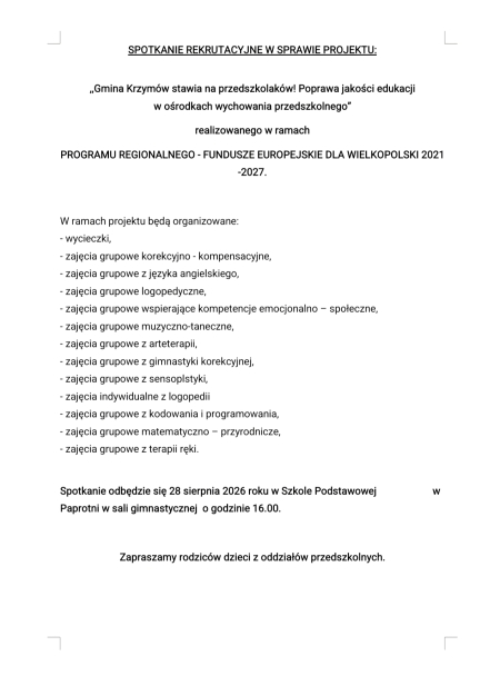 Spotkanie rekrutacyjne 2026/2027